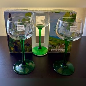 5 NWTs Luminarc etched, cordial glasses. 3 NIB